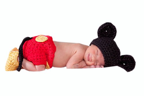 Jastore Photography Prop Baby Costume Cute Crochet Knitted Hat Cap Girl Boy Diaper Shoes Mouse