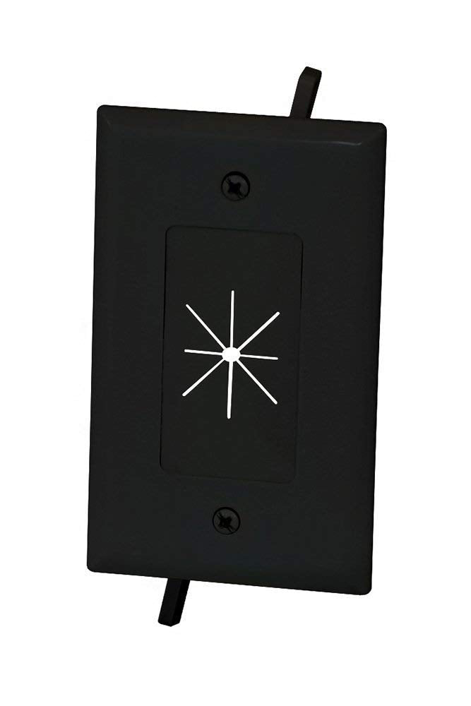 Data Comm 45 0014 Bk Cable Plate With Flexible Opening, 1 Gang, Black