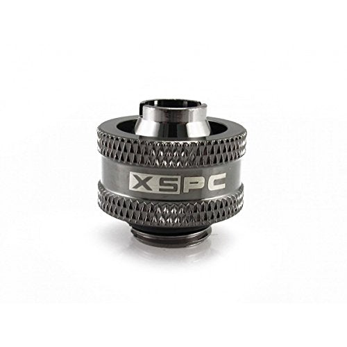 Xspc G1/4'' To 3/8'' Id, 1/2'' Od Compression Fitting V2 For Soft Tubing, Black Chrome, 4 Pack