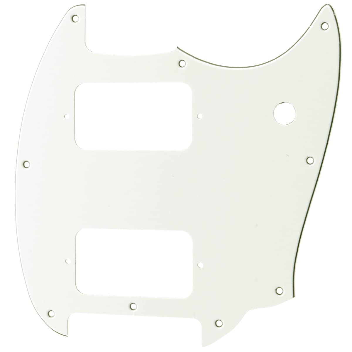 Musiclily Pro 9 Holes Round Corner Hh Guitar Pickguard 2 Humbuckers For Squier Bullet Series Mustang Electric Guitar, 3Ply White