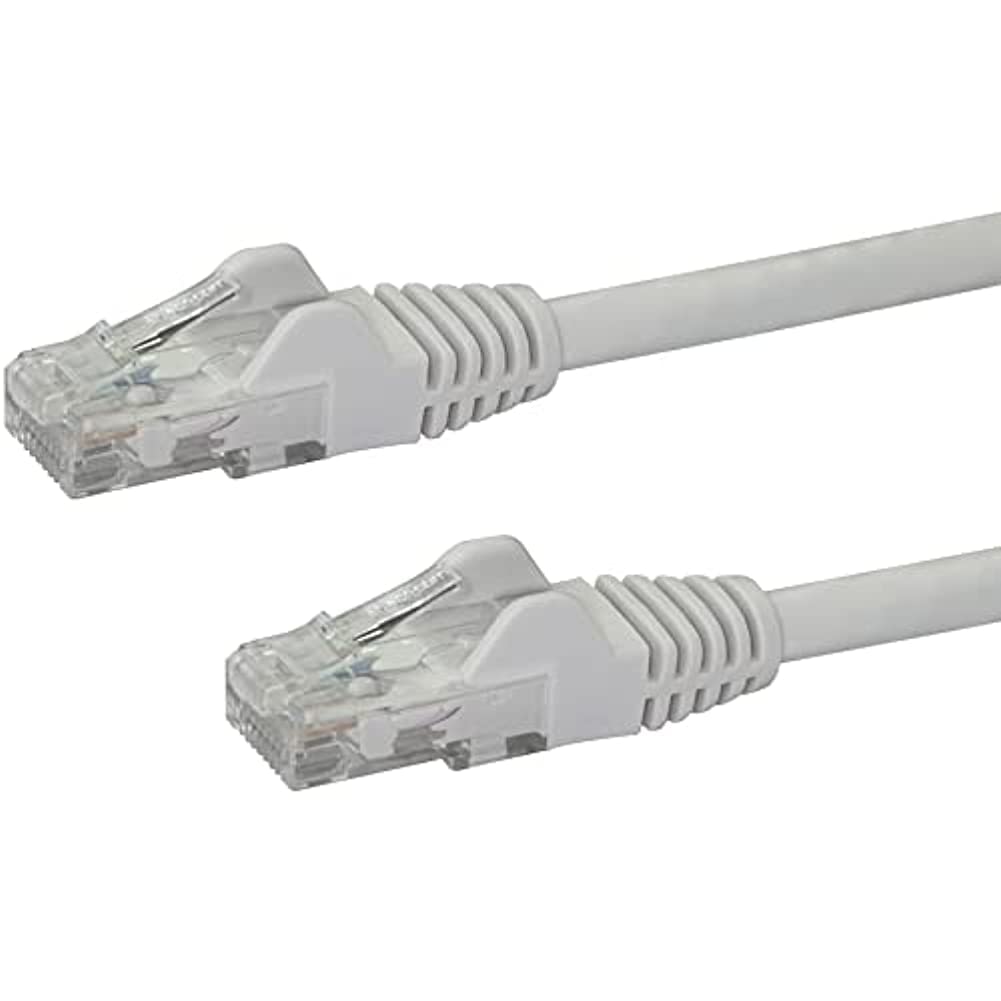 StarTech.com 1ft CAT6 Ethernet Cable   White CAT 6 Gigabit Ethernet Wire  650MHz 100W PoE RJ45 UTP Network/Patch Cord Snagless w/Strain Relief Fluke Tested/Wiring is UL Certified/TIA (N6PATCH1WH)