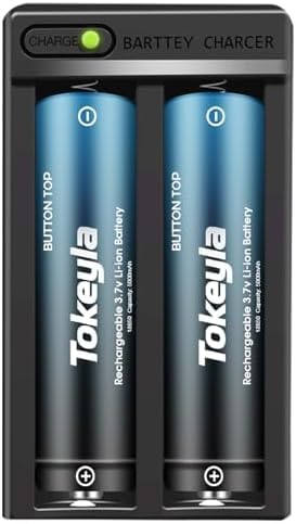 Tokeyla 2 Bay 18650 Rechargeable Battery Charger,Universal Charger For Flashlight Headlamp 3.7Volt Lithium Ion Batteries(4Pcs Bu