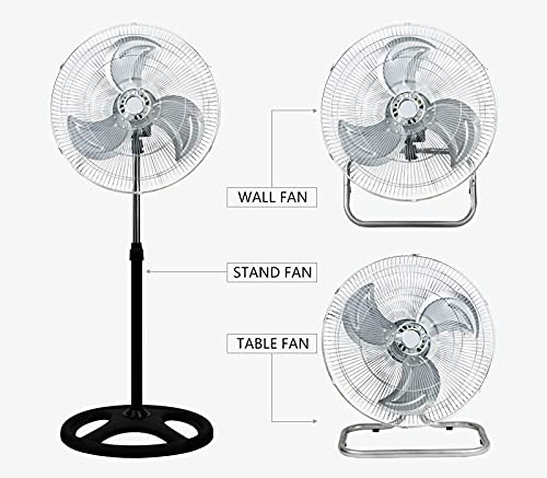 Primetrendz 18 Inch Industrial Grade High Velocity 3 In 1 Floor Stand Mount Oscillating Fan | Stand + Desk + Wall Fan