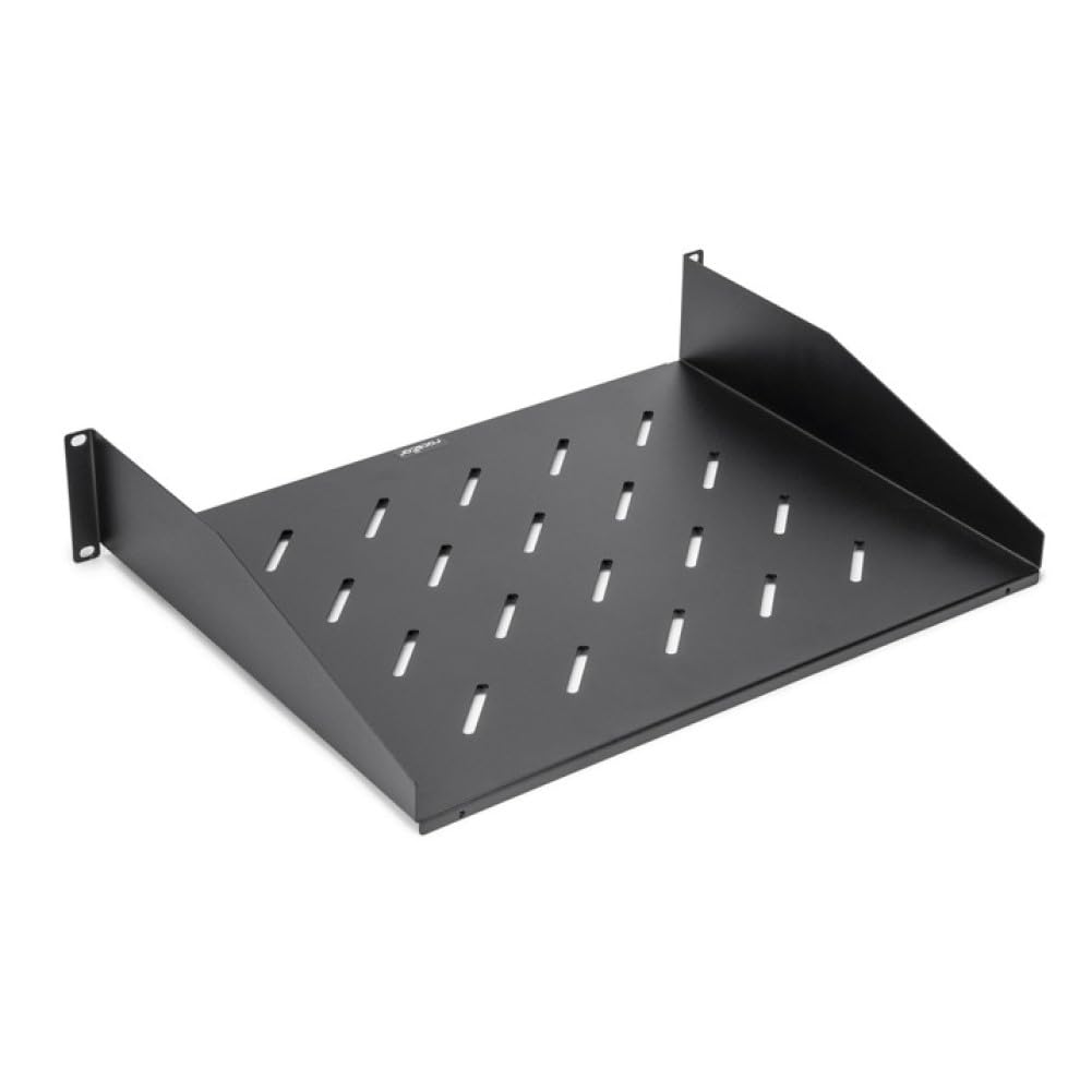 Universal Vented Rack Mount Shelf - 13.78in Depth - Cold-rolled Steel (CRS) - Black