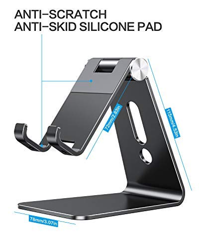 Omoton Adjustable Cell Phone Stand, C2 Aluminum Desktop Phone Holder Dock Compatible With Iphone 11 Pro Max Xs Xr 8 Plus 7 6, Sa