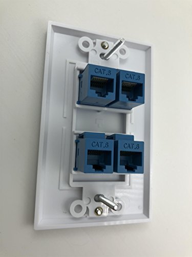 4 Port Cat6 Ethernet Female To Female Decorative Wall Plate In White