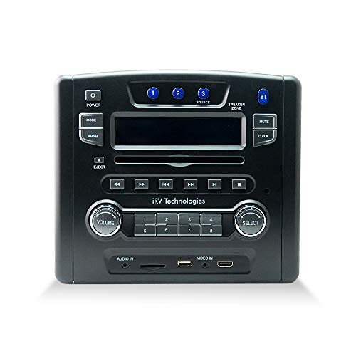 Irv Technology Irv34 Am/Fm/Cd/Dvd/Mp3/Mp4 /Usb/Sd/Hdmi/Digital2.1/Surround Sound/Bluetooth 3 Zones Wall Mount Rv Radio Stereo