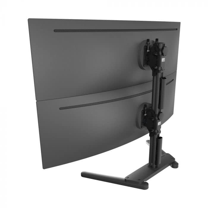 Atdec AWMS 2 BT75 FS B Freestanding Dual Stack Heavy Monitor Desk Mount   Flat and Curved up to 49in   VESA 75x75, 100x100   Tool Free Adjustable Monitor Height, tilt, pan   Quick Display Release