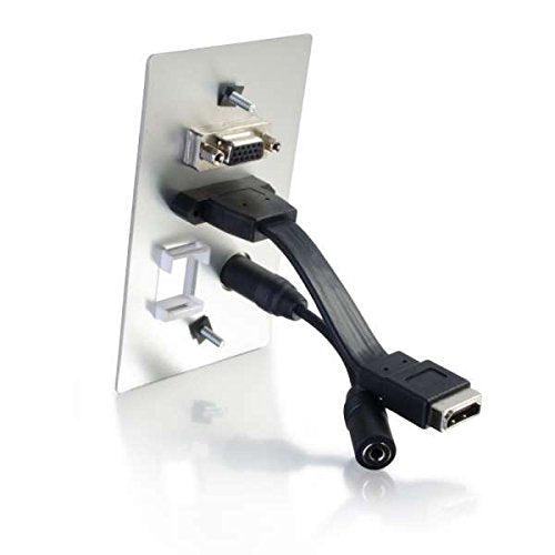 C2G 41013 Composite Video And Rca Stereo Audio Pass Through Single Gang Wall Plate, Brushed Aluminum