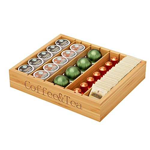 Minboo Bamboo K Cup Holder For Drawer Or Countertop Coffee Pod Holder 25 36 K Cup Pod Storage Tea Bag Organizer K Cup Storage Fo