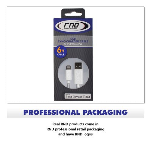 Rnd Apple Certified Lightning Usb 6Ft Cable For Iphone (10/X/8/8 Plus/7/7 Plus/6/6 Plus/6S /6S Plus/5/5S/5C/Se) Ipad (Pro/Air/Mi