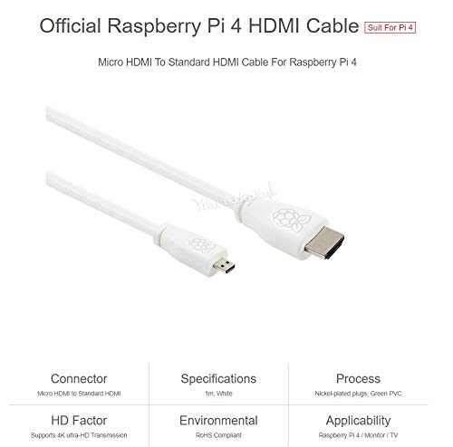 Top1 Raspberry Pi Original Micro Hdmi To Hdmi Hd Video Cable Applicable To Raspberry Pi 4 Computer Support 4K Ultra Hd Transmiss