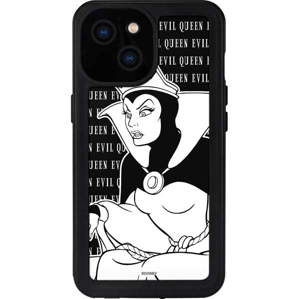 Skinit Waterproof Phone Case For Iphone 13 Mini   Officially Licensed Disney Evil Queen Black And White Design