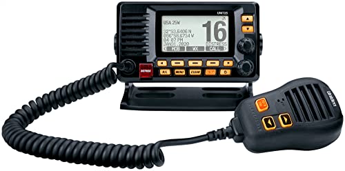 Uniden Um725Bk Marine Vhf Radio, All Usa, Canada, And Int'L. Marine Channels, 1Watt/25Watt Transmit Power, Largest Lcd Screen In