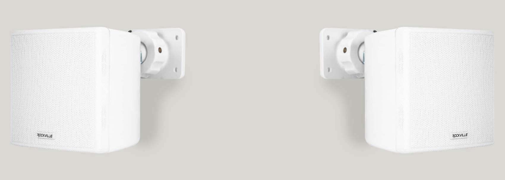 Rockville Cube Pair Of 3.5 White Commercial 70V Swivel Wall Mount Speakers