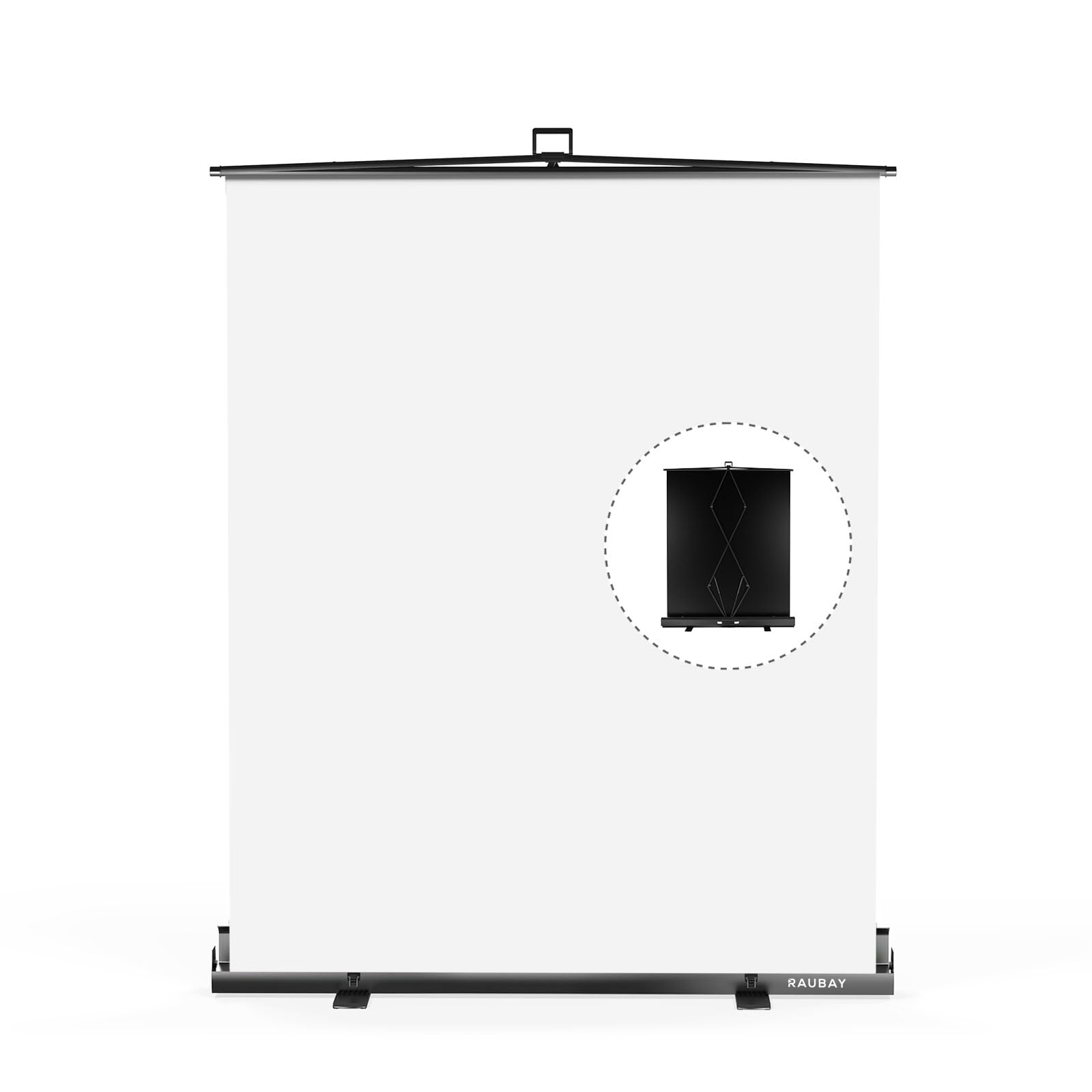?Easy Set Up? Raubay 59.8 X 82.7In Collapsible White Backdrop Screen Portable Retractable Panel Photo Background With Stand For Video Conference, Photographic Studio, Streaming