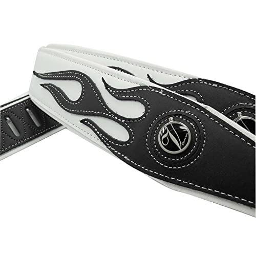 Yueko Personality Leather Red Flame Series Guitar Strap Strap For Guitar Bass Guitar Accessories (A5-Black Flame)