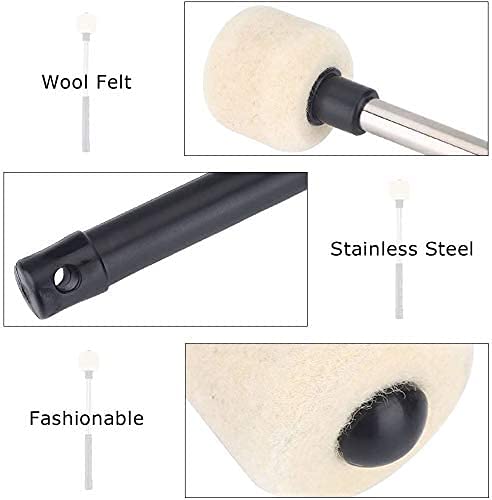Jiayouy A Pair Of Bass Drum Mallets Timpani Mallet Felt Mallets Sticks With Stainless Steel Handle Percussion Marching Band Acce