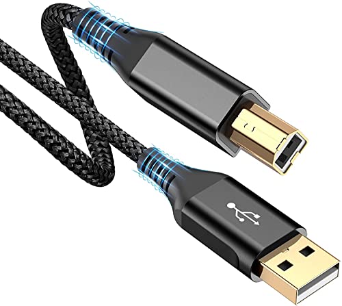 Rts High Speed Usb 2.0 Printer Cable (2 Meter 6.6 Feet) UsbA To UsbB Cable, Nylon Braided Scanner Printer Cord For Hp Canon De