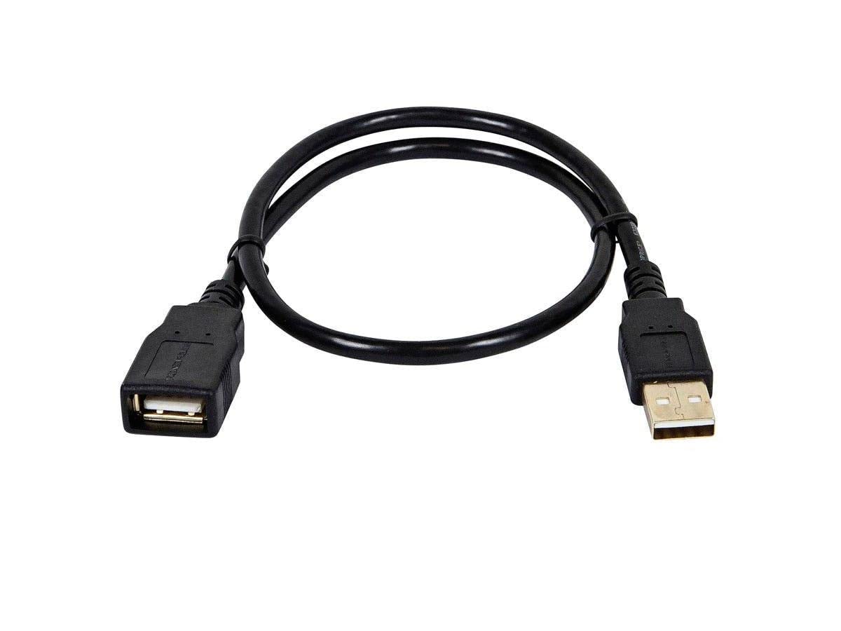 Monoprice Usb Type A To Usb Type A Female 2.0 Extension Cable   1.5 Feet   Black (5 Pack) 28/24Awg, Gold Plated Connectors