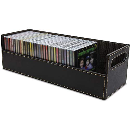 Cd Storage Box With Powerful Magnetic Opening   Cd Tray Holds 40 Cd Cases For Media Shelf Storage And Organization