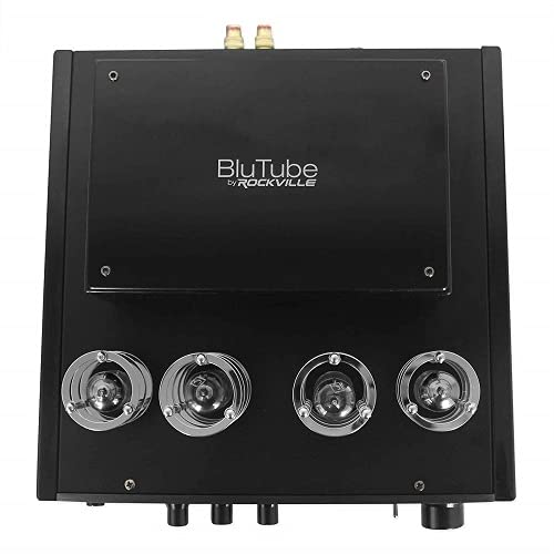 Rockville Blutube Led 70W Tube Amplifier Home Theater Stereo Receiver With Bluetooth, Hdmi & Optical, Black With Blue Lights - P