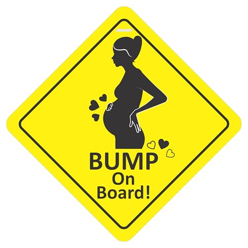 Goelite Bump On Board Car Sign, Pregnant Women Safety Warning Sticker With Suction Cup Window Mount