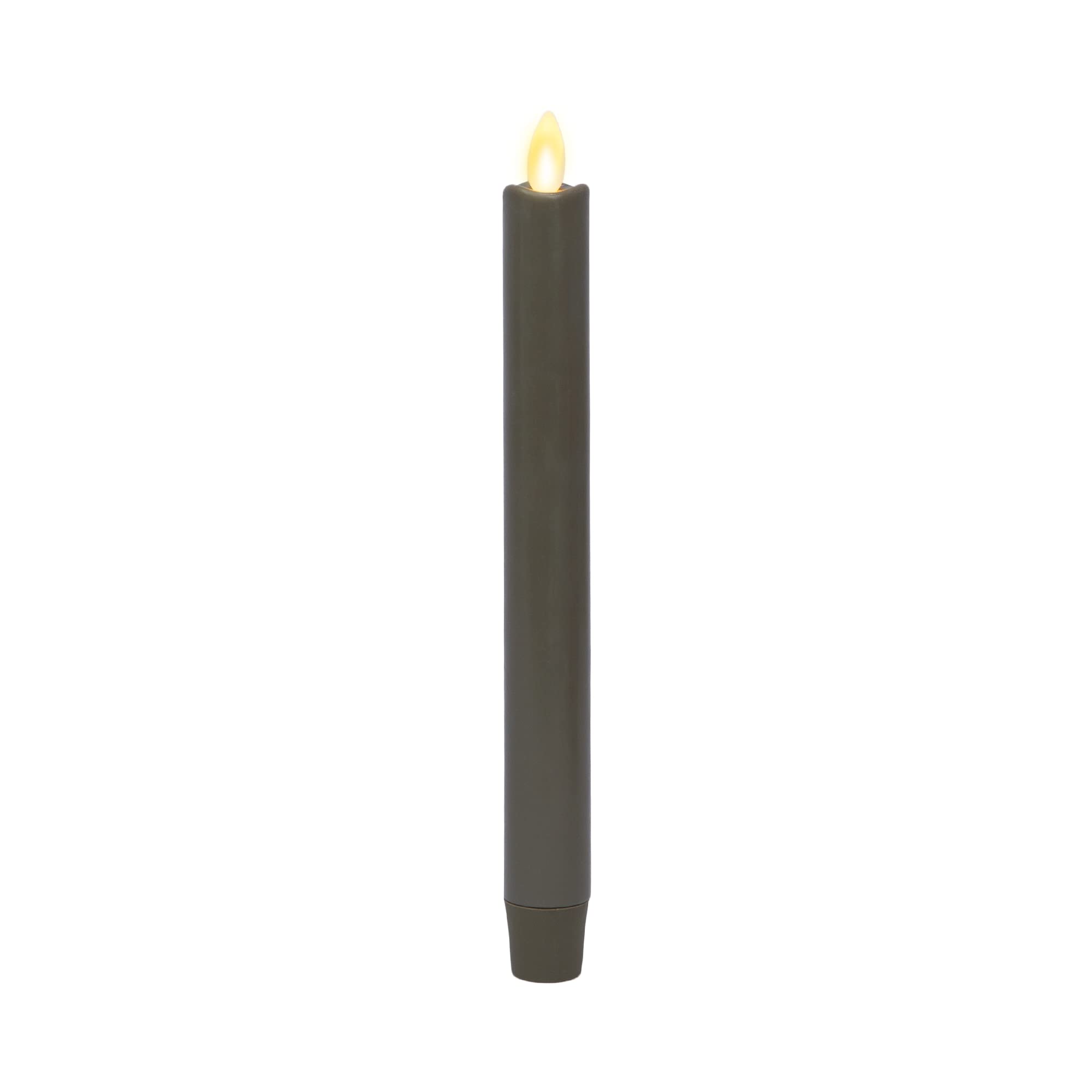 Luminara Flameless Candle Stone Grey Taper (1'' X 9.75'') Melted Top Real Wax Unscented Remote Ready Timer