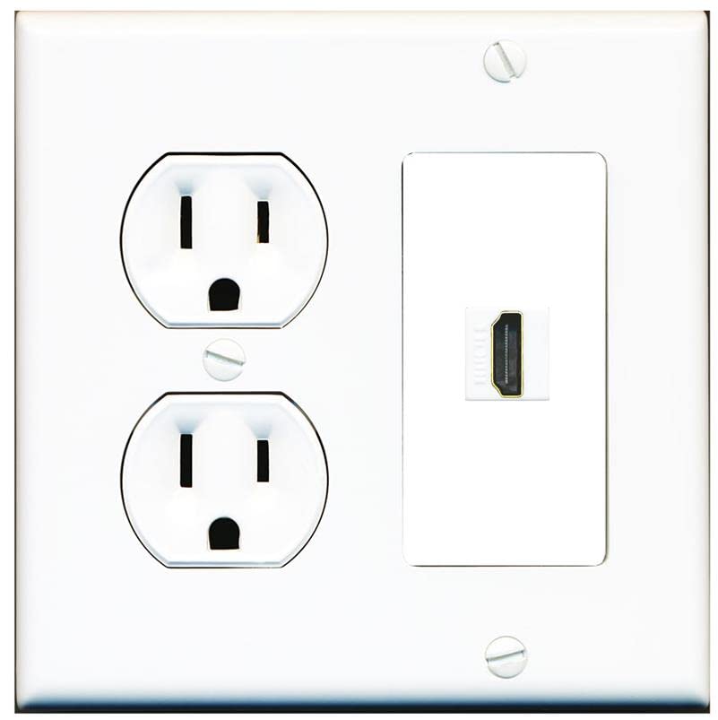 Riteav Custom Hdmi Wall Plate 1 Port   Round Outlet [White/White]