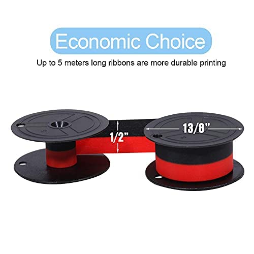 Bigger Replacement For Porelon 11216 Universal Twin Spool Calculator Ribbon For Nukote Br80C, Sharp El 1197Piii, Dataproducts R3027, Casio Dr 210R, Canon Mp11Dx Mp25Dv, Black And Red, 12 Pack