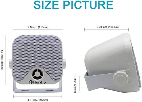 4'' Heavy Duty Waterproof Boat Marine Box Outdoor Speakers Surface Mounted For Skid Steer Atv Utv Rzr Golf Cart (White)