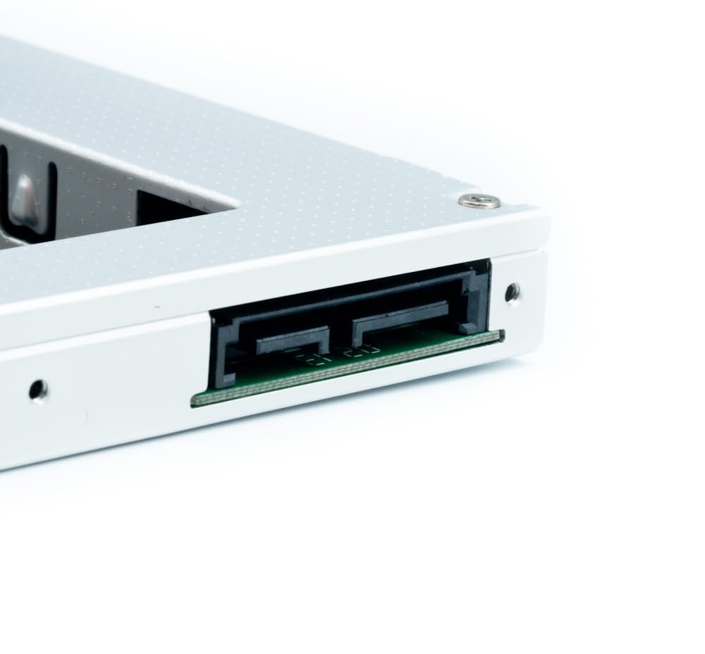 QUMOX 2nd HDD SSD DVD Bay Caddy Adapter for 2.5'' SATA Hard Drive, 9.5mm, Black/Silver - Universal CD/DVD-ROM Enclosure