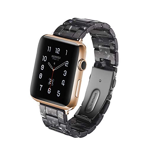 Hopo Kompatibel Mit Apple Watch Armband, 38 Mm, 40 Mm, 42 Mm, 44 Mm, Dnnes, Leichtes Kunstharz Armband Mit Edelstahl Schnalle, E