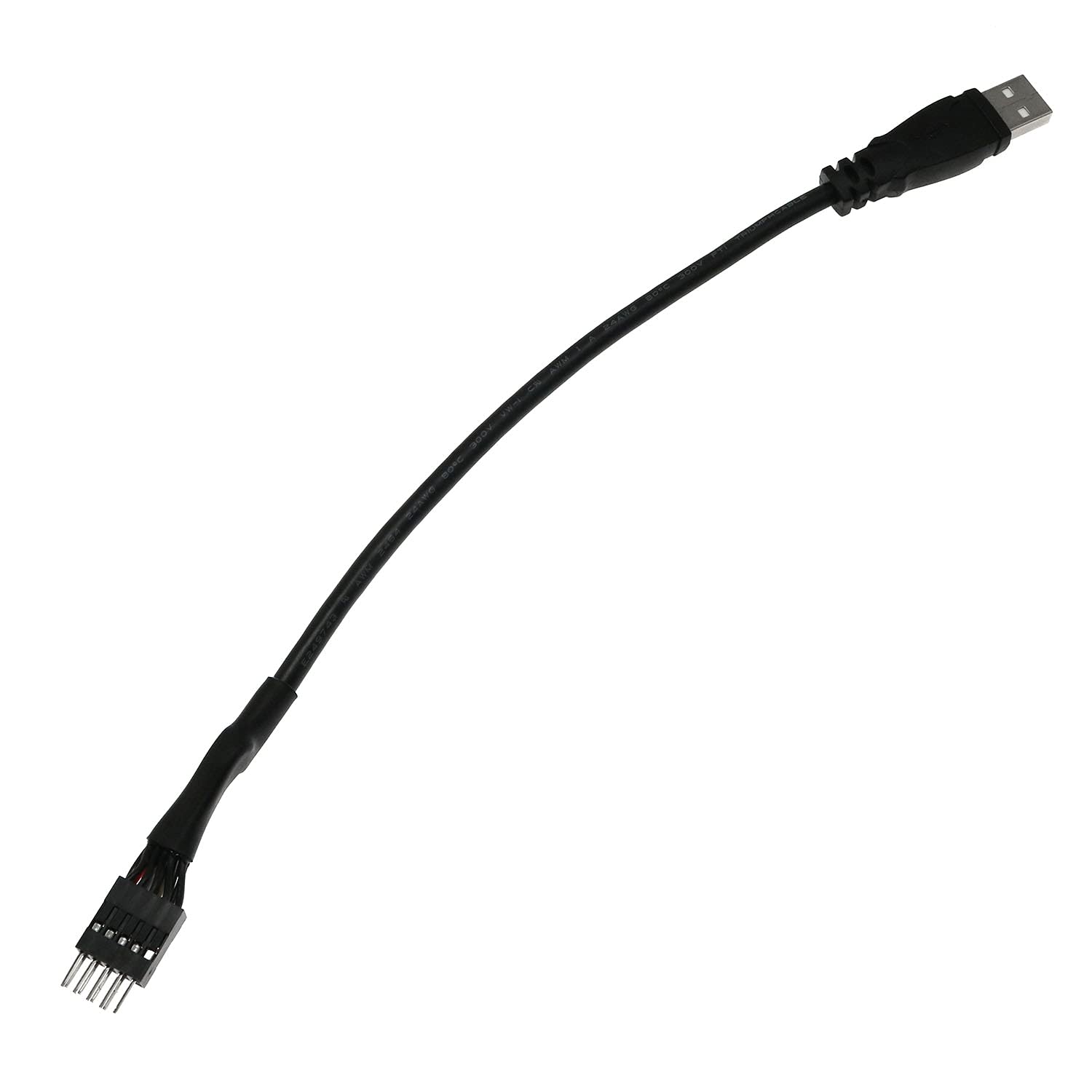Bairong Black 9 Pin Usb Idc Male Header To Single Usb 2.0 Type A Male Cable 7.8 Inches