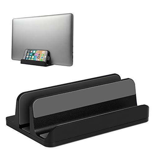 Jarlink 2 In 1 Design Vertical Laptop Stand Holder, Aluminum Laptop Stand For Desk With Adjustable Dock, Space Saving Organizer
