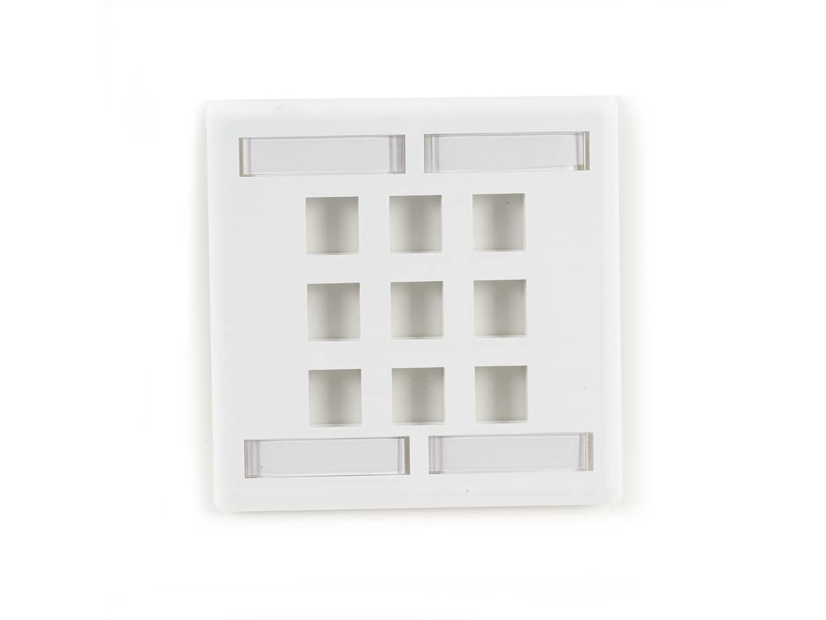 Keystone Wallplate   Double Gang, 9 Port, White, Gsa, Taa
