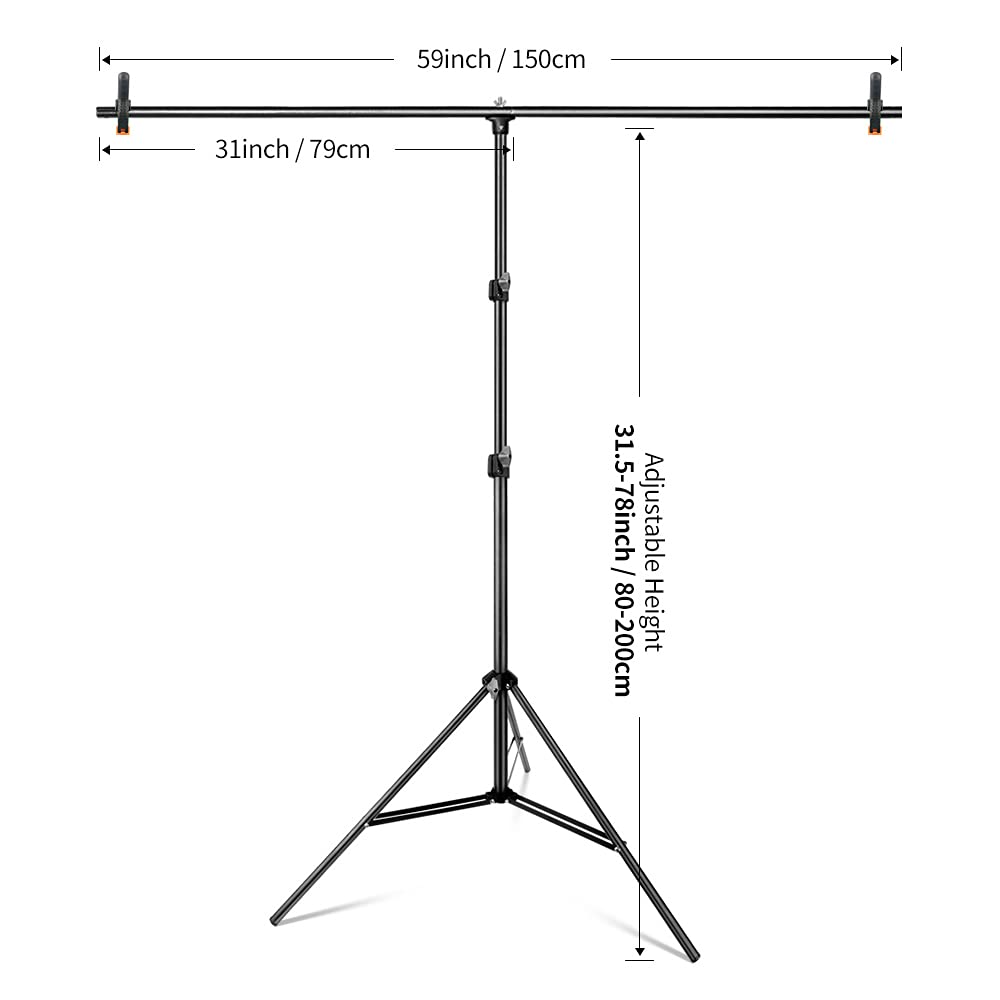 Hemmotop Portable T Shape Backdrop Stand,5X6.5Ft Adjustable Green Screen Stand Only, Photo Background Support Stand With Clip Cl