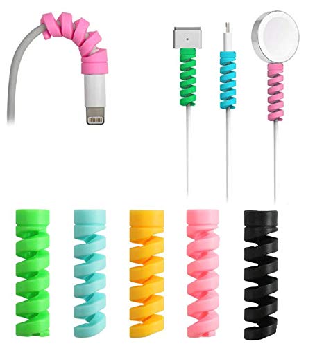 Kddom 20 Pieces Charger Cable Saver Protector Spiral Tube Wire Management Organizer Protective Cord Sleeve For All Cell Phones,