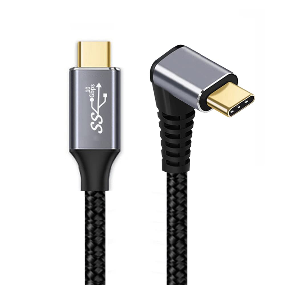 cablecc Type-C USB-C Male 90 Degree Up Down Angled to Male USB3.1 10Gbps 100W Data Cable for Laptop Phone 100CM