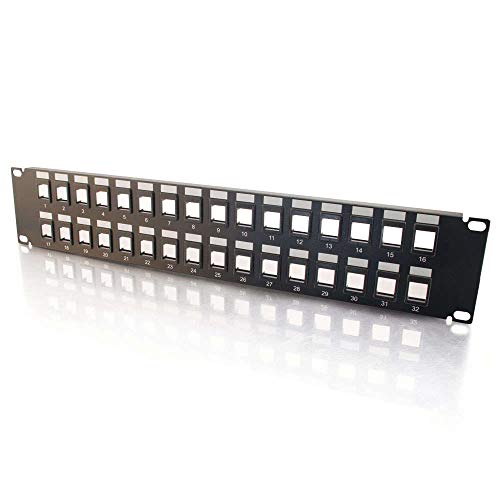 C2G/ Cables To Go 03860 32 Port Blank Keystone/Multimedia Patch Panel, Black, Black