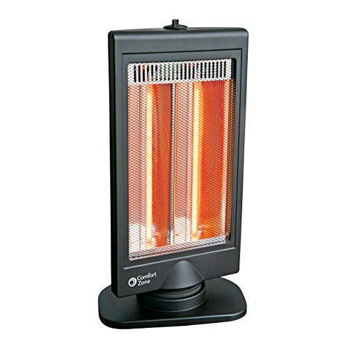 Comfort Zone Czhtv9 Oscillating Electric Halogen Radiant Heater With Slimline Flat Panel Design, Black