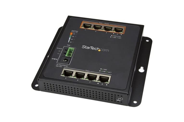 Startech.Com Industrial 8 Port Gigabit Poe Switch   4 X Poe+ 30W   Power Over Ethernet   Hardened Gbe Layer/L2 Managed Switch