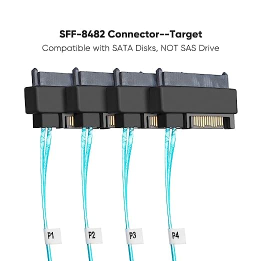 Cablecreation Mini Sas Cable With Sata Power(2Pack), Internal Mini Sas 36 Pin To 4 X 29 Pin Cord With Sata Power, Sff 8087 To Sf