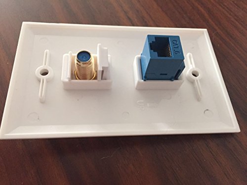 IBL Cat6 Ethernet Wall Plate with 1 Coax Port, 2-Port Design, Plastic, White, Model 8541696778