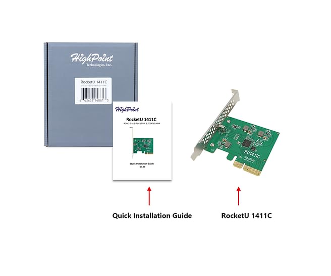 Highpoint Technologies Rocketu 1411C Pcie 3.0 X4 Usb 3.2 20Gb/S Host Controller