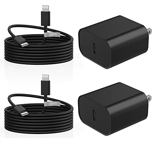 Matsusho Iphone Charger Fast Charging 10 Ft, 2 Pack 20W Usb C Wall Charger Block With 10Ft Long Type C To Lightning Fast Chargin