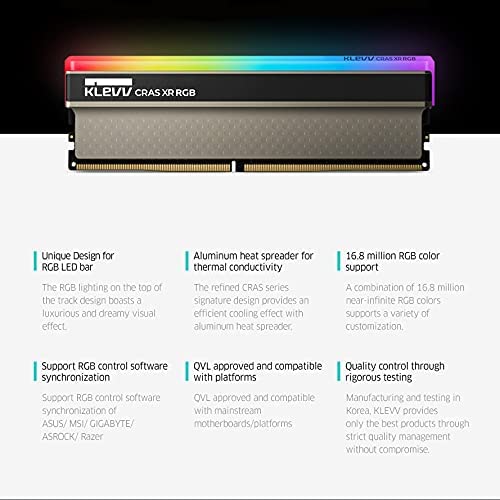 Klevv Cras Xr Rgb Ddr4 16Gb (2X8Gb) 3600Mhz Cl18 1.35V Gaming Desktop Ram Memory Sk Hynix Chip Xmp 2.0 Ready (Kd48Gu880 36A180Z)