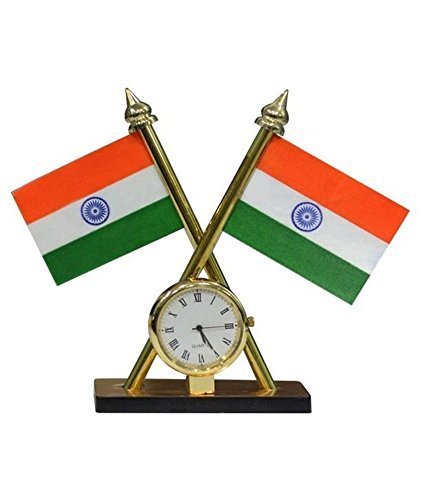 Motoway Car Dashboard Indian Flag With Clock For Mahindra Scorpio
