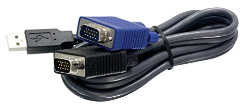 Trendnet 2 In 1 Usb Vga Kvm Cable, Tk Cu10, Vga/Svga Hdb 15 Pin Male To Male, Usb 1.1 Type A, 10 Feet (3.1M), Connect Computers 