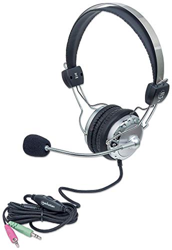 Manhattan Stereo Headset With Flexible Microphone, 8 Ft. Connecting Cable With Two 3.5 Mm Plugs For Audio & Microphone, Volume C